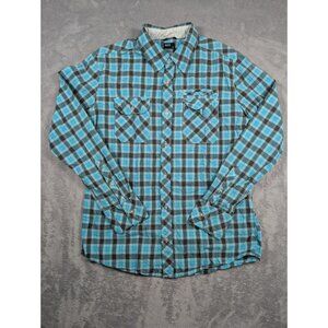 BKE Button Up Shirt Mens Size Medium Blue Plaid Slim Fit Western Cowboy Rodeo